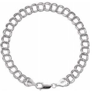 Vintage Elegant Sterling Silver Italian Double Link Bracelet